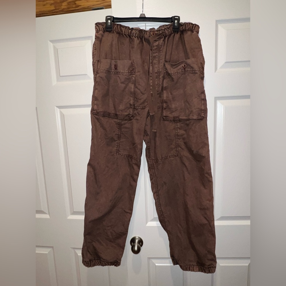 Free People Brown draw string river stone Cargo  Utility Pants